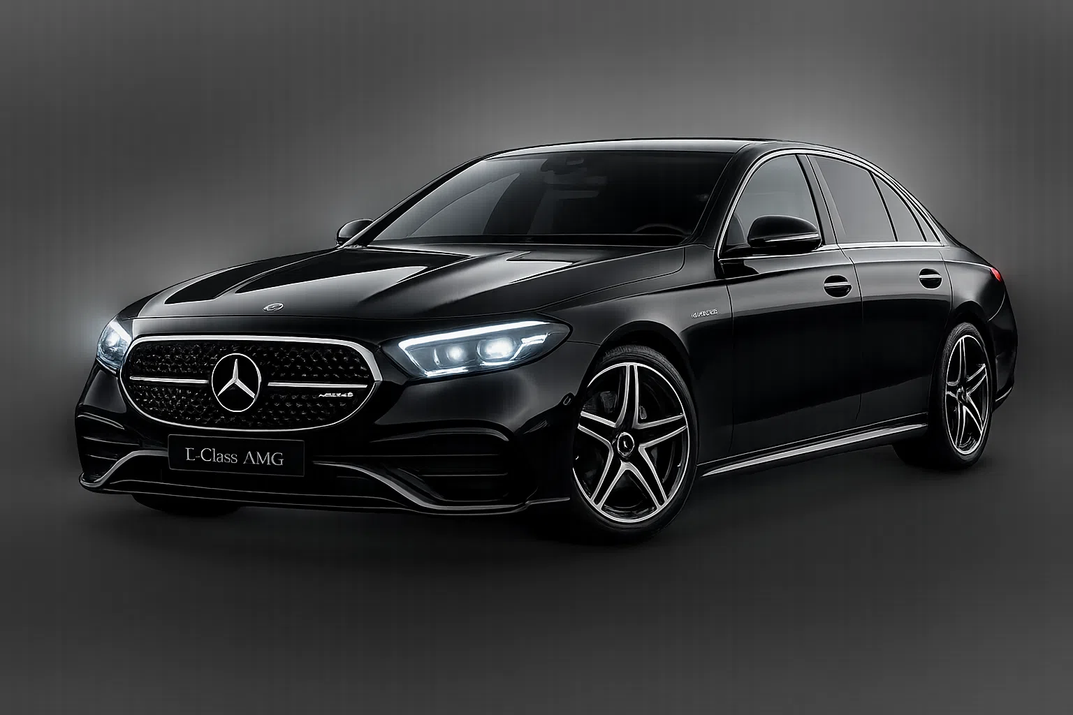 Mercedes berline Business noire sur fond sombre