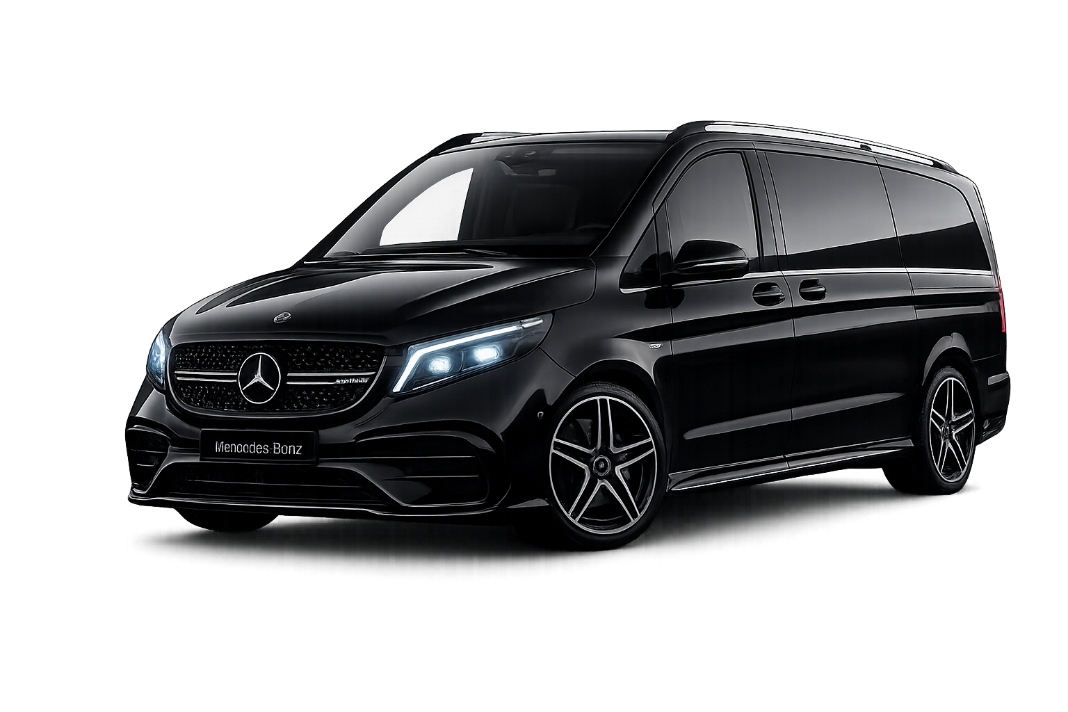 Mercedes Classe V noir pour transport privé jusqu'à sept passagers