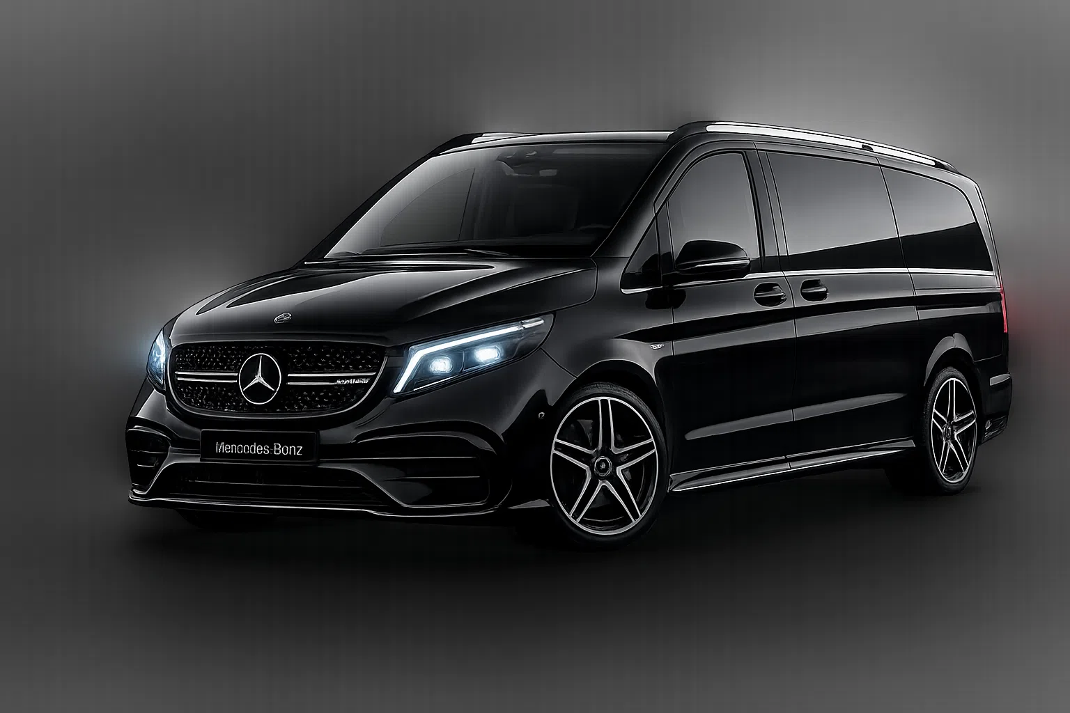 Mercedes Classe V noir pour transport privé jusqu'à sept passagers